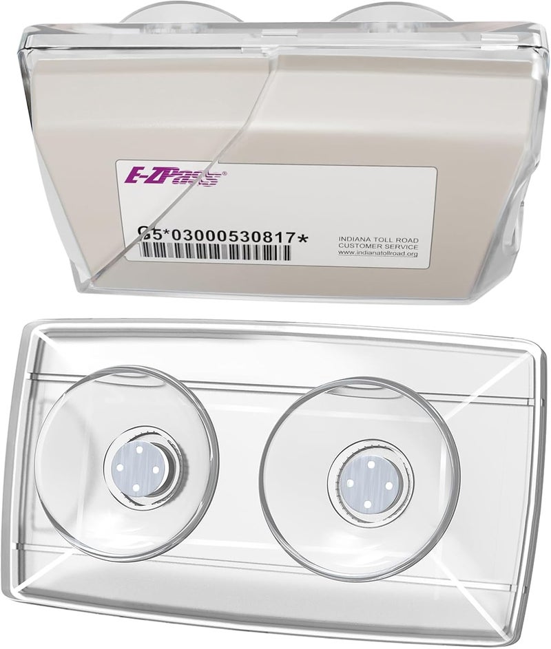 FLLIK EZ Pass Holder for Windshield. Ezpass with Strong Suction Cups. Toll Pass Transponder iPass Holder. (Clear, 1Pack) - Image 1